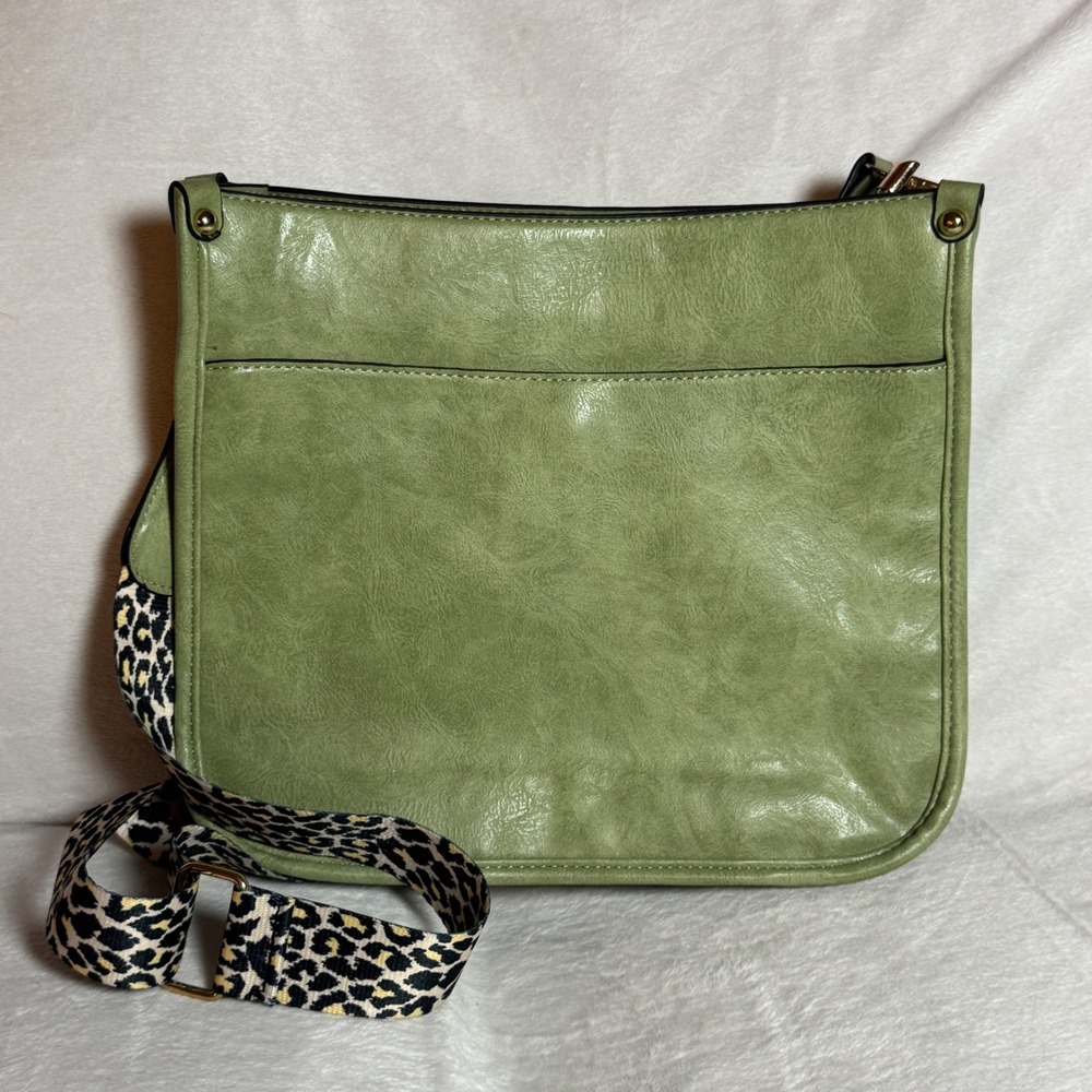 Retro Sage Faux Leather Animal Print Strap Crossbody Shoulder Womens Girl Bag